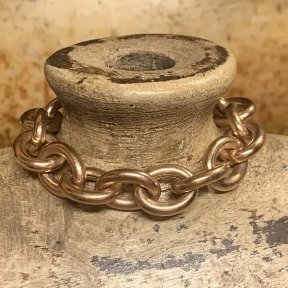 Bronze Milor Italy Linked Rose Gold Bracelet Magnetic Closure 8 Inches - Picture 5 of 10